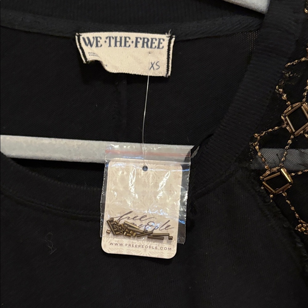 Free People Black Jersey with Lace Sleeves - Picture 2 of 3